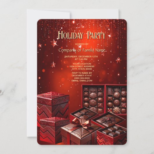 Invitation de vacances de Noël au bonbon au chocol (Devant)