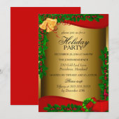 Invitation de vacances de Noël au grelot de feuill (Devant / Derrière)