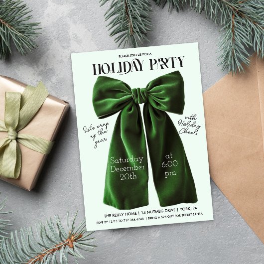 Invitation de vacances de Noël au ruban vert