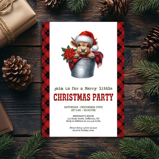 Invitation de vacances de Noël de vache highland d