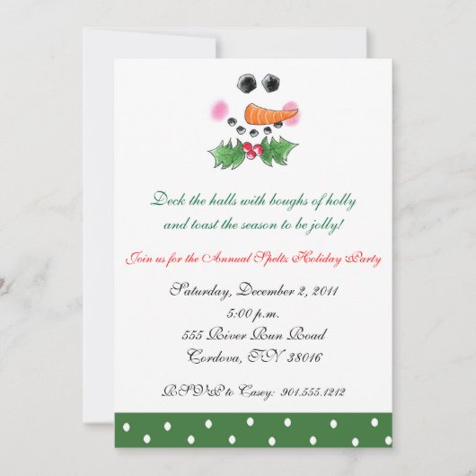 Invitation de vacances de visage de bonhomme de (Devant)