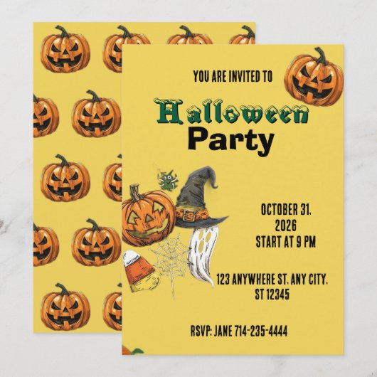 Invitation de vacances Halloween Invitation Hallow (Devant / Derrière)