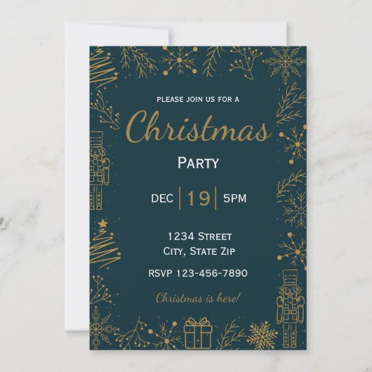 Invitation de vacances Navy & Or | Moderne et Glam (Devant)