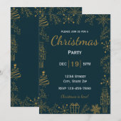 Invitation de vacances Navy & Or | Moderne et Glam (Devant / Derrière)