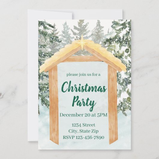 Invitation de vacances rustique de ferme de Noël (Devant)