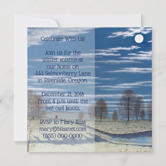 Invitation de vacances Solstice d'hiver - Nuit Lun (Dos)