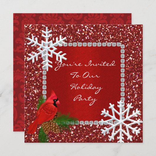 Invitation de vacances SPARKLE avec des FLAKES DE  (Devant / Derrière)