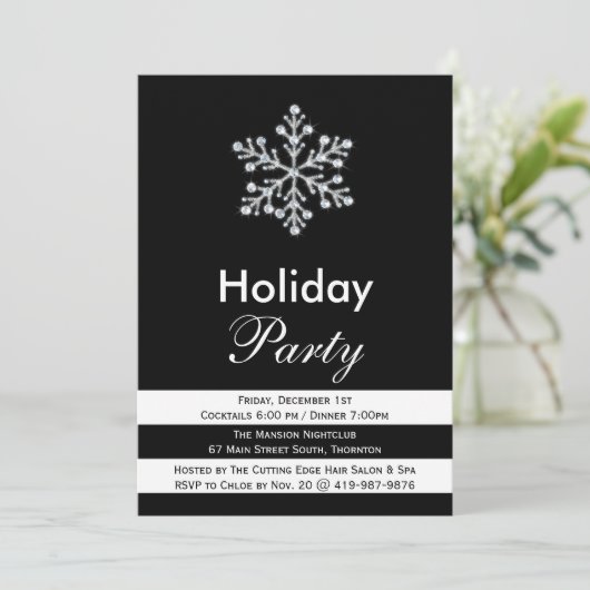 Invitation de vacances Sparkly Black & White (Debout devant)