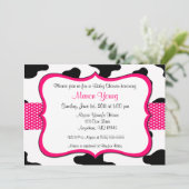 Invitation de vache à imprimer le Baby shower rose (Debout devant)