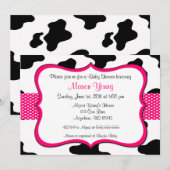 Invitation de vache à imprimer le Baby shower rose (Devant / Derrière)