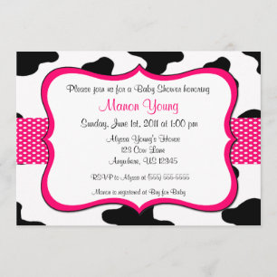 Invitation de vache à imprimer le Baby shower rose