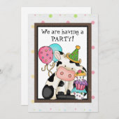 Invitation de vache d'anniversaire (Devant / Derrière)
