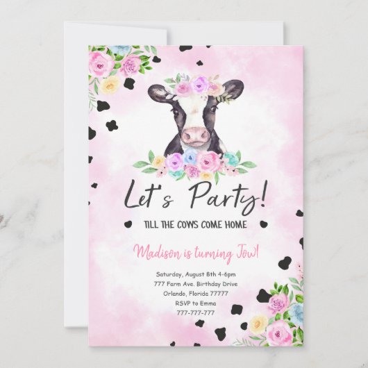 Invitation de vache de 2e anniversaire (Devant)