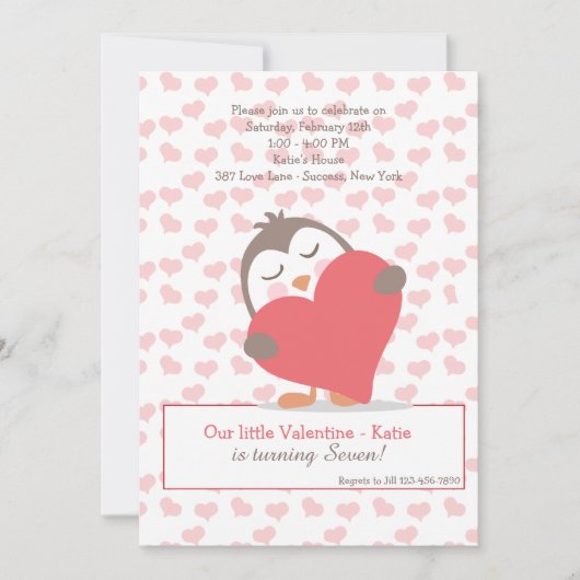Invitation de Valentine Penguin (Devant)