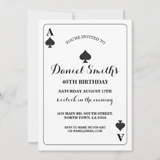 Invitation de Vegas d'as d'anniversaire de carte (Devant)