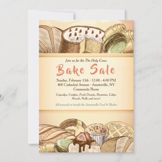 Invitation de vente de gâteaux (Devant)