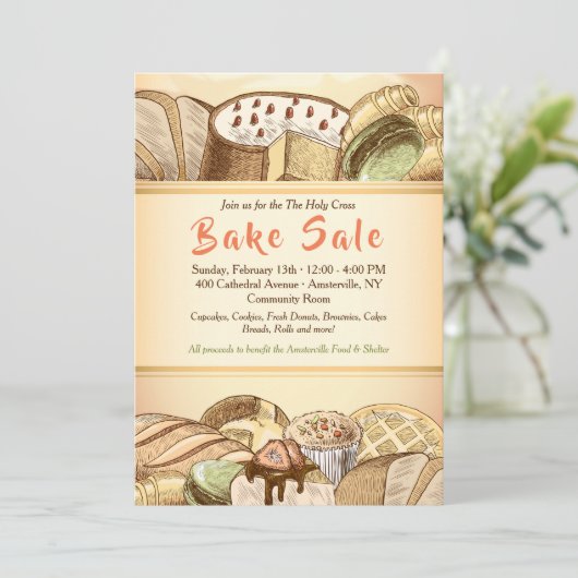 Invitation de vente de gâteaux (Debout devant)