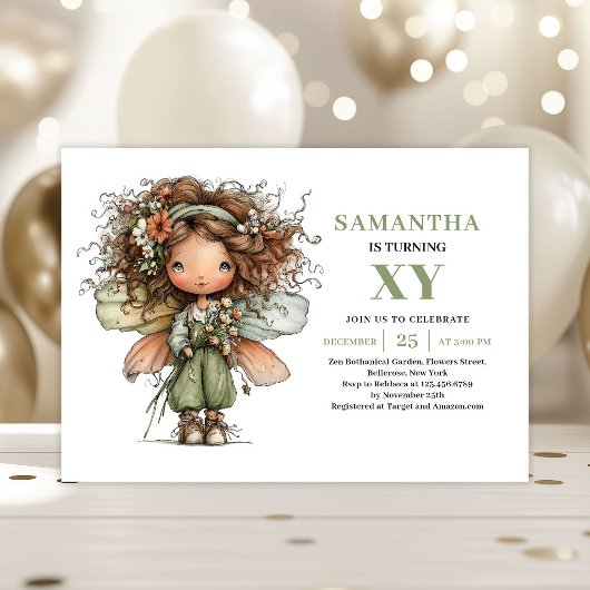 Invitation de verdure d'anniversaire de jolie fill