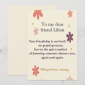 Invitation de véritable amitié – Carte florale mig (Devant / Derrière)