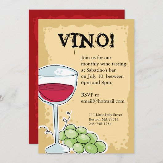 Invitation de vin (Devant / Derrière)