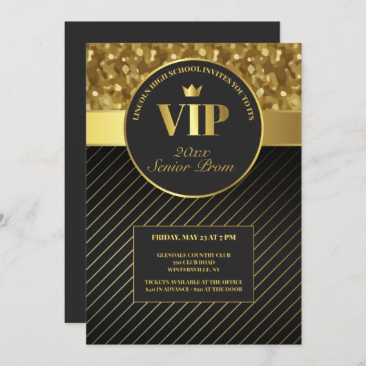 Invitation de VIP Prom (Devant / Derrière)