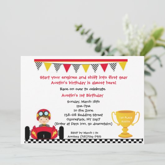 Invitation de voiture de course (Debout devant)