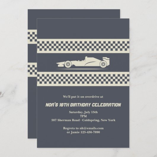 Invitation de voiture de course (Devant / Derrière)