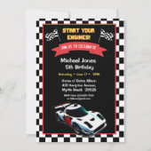 Invitation de voiture de course de 5e anniversaire (Devant)