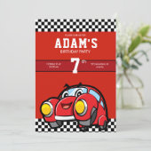 Invitation de voiture de course pour les enfants c (Debout devant)