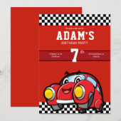 Invitation de voiture de course pour les enfants c (Devant / Derrière)