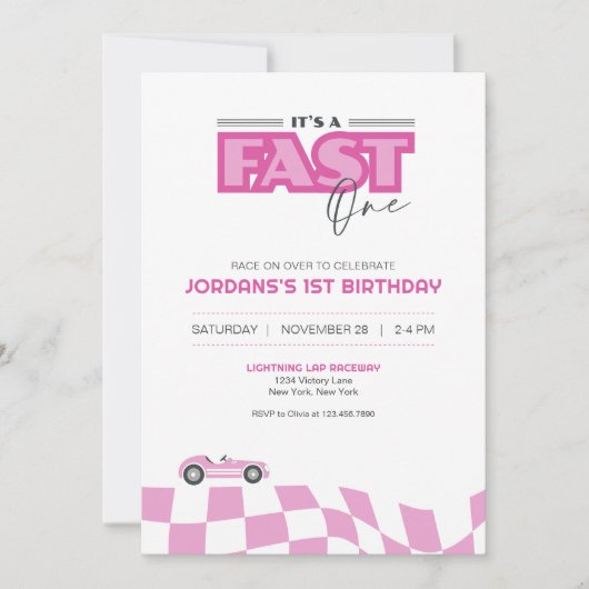 Invitation de voiture de course pour premier anniv (Devant)