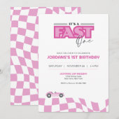 Invitation de voiture de course pour premier anniv (Devant / Derrière)