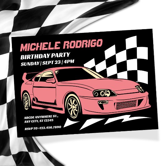 Invitation de voiture de course vintage