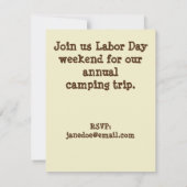 Invitation de voyage de camping pour la réunion de (Dos)