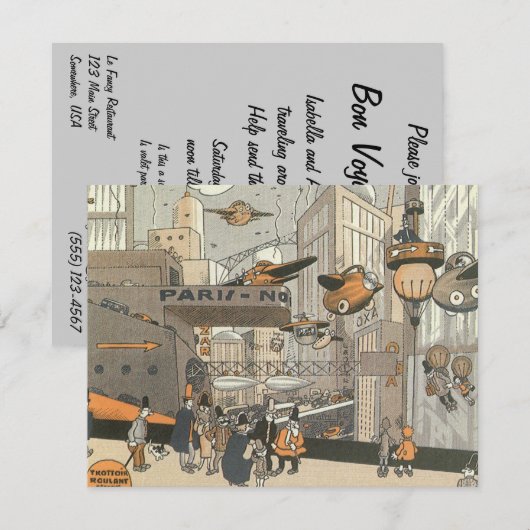 Invitation de Voyage Vintage Steampunk pour une So (Devant / Derrière)