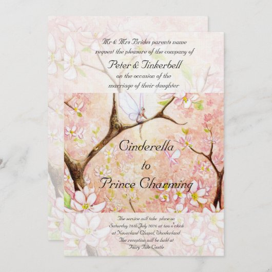 Invitation "de vue rose de fleur" (Devant / Derrière)