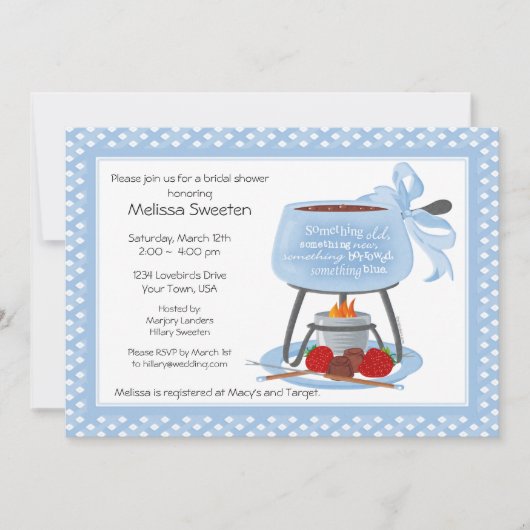Invitation de wedding shower de fondue (Devant)