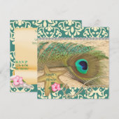 INVITATION DE WEDDING SHOWER DE PLAGE DE PAON (Devant / Derrière)