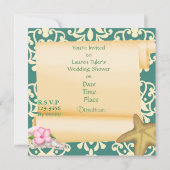 INVITATION DE WEDDING SHOWER DE PLAGE DE PAON (Dos)