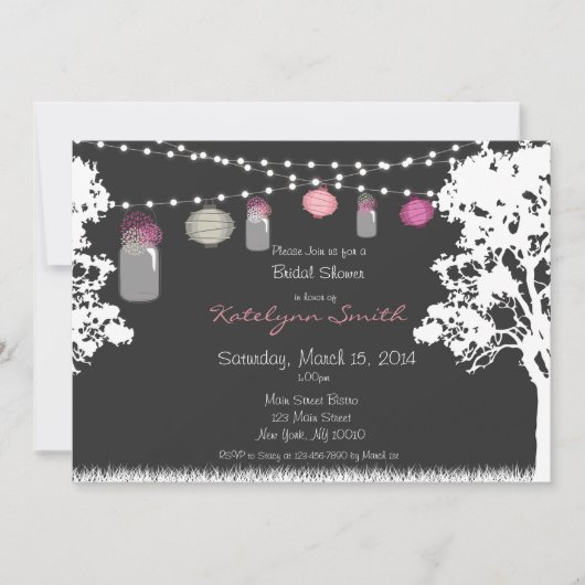 Invitation de wedding shower de pot de lanterne et (Devant)