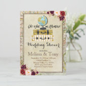 Invitation de wedding shower de thème de voyage (Debout devant)