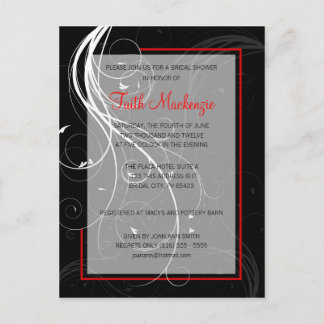 Invitation de Wedding shower noir et rouge