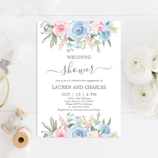 Invitation de Wedding showers floraux