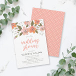 Invitation de Wedding showers floraux délicates<br><div class="desc">Cette délicieuse invitation à la Wedding shower florale présente une délicate aquarelle fleurie et un pois de pêche motif à l'arrière. C'est une invitation parfaite pour un wedding shower de printemps ou d'été. Consultez les éléments de Fête des mariées / Mariage correspondants ici https://www.zazzle.com/collections/peach_delicate_floral_wedding_collection-119860367950893686?rf=238364477188679314 Personnalisez cette invitation en remplaçant le...</div>