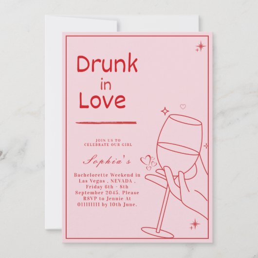 Invitation de week-end de Bachelorette "Amour en é (Devant)