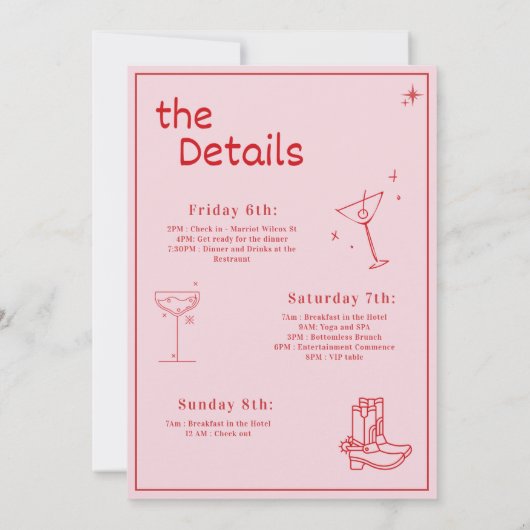 Invitation de week-end de Bachelorette "Amour en é (Dos)