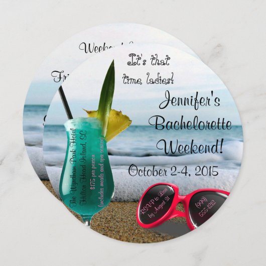 Invitation de week-end de Bachelorette avec (Devant / Derrière)