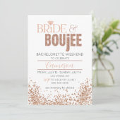 Invitation de week-end de bachelorette Glitzy Rose (Debout devant)