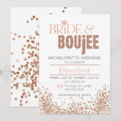 Invitation de week-end de bachelorette Glitzy Rose (Devant / Derrière)