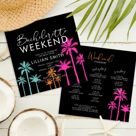 Invitation de week-end de jeune fille au palmier c